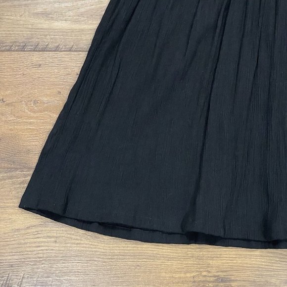 Vintage Patchwork Dress Womens M Multicolor Black Crinkle Textured Button Boho - Picture 3 of 12